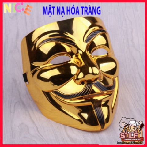 Mặt nạ Hacker ánh kim bạc - Mặt nạ hóa trang chú hề sang trọng cho tiệc Halloween và sự kiện cosplay
