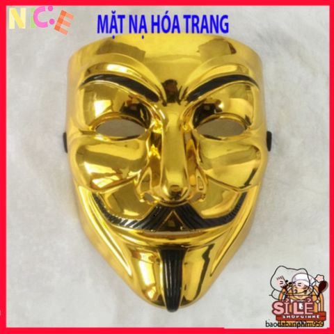 Mặt nạ Hacker ánh kim bạc - Mặt nạ hóa trang chú hề sang trọng cho tiệc Halloween và sự kiện cosplay