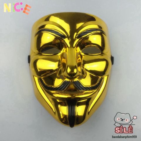 Mặt nạ Hacker ánh kim bạc - Mặt nạ hóa trang chú hề sang trọng cho tiệc Halloween và sự kiện cosplay