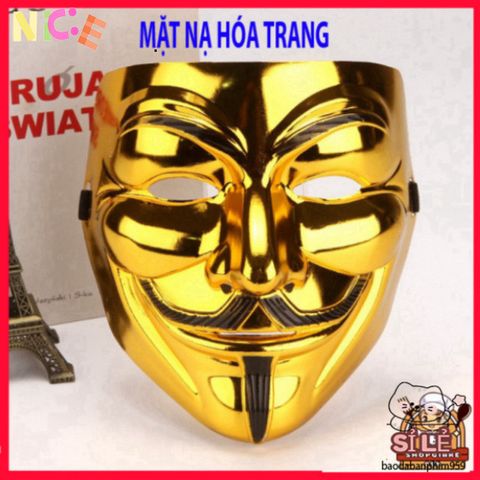 Mặt nạ Hacker ánh kim bạc - Mặt nạ hóa trang chú hề sang trọng cho tiệc Halloween và sự kiện cosplay