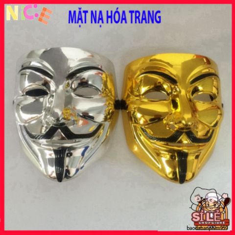 Mặt nạ Hacker ánh kim bạc - Mặt nạ hóa trang chú hề sang trọng cho tiệc Halloween và sự kiện cosplay