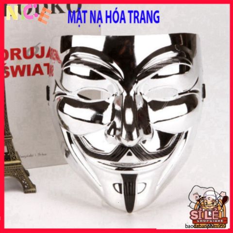 Mặt nạ Hacker ánh kim bạc - Mặt nạ hóa trang chú hề sang trọng cho tiệc Halloween và sự kiện cosplay