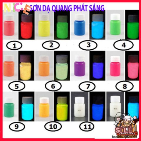 Sơn Dạ Quang 9 Màu Phát Sáng 22ml - Chất Lượng Cao, An Toàn Cho Sáng Tạo Nghệ Thuật và Trang Trí Đêm Tối