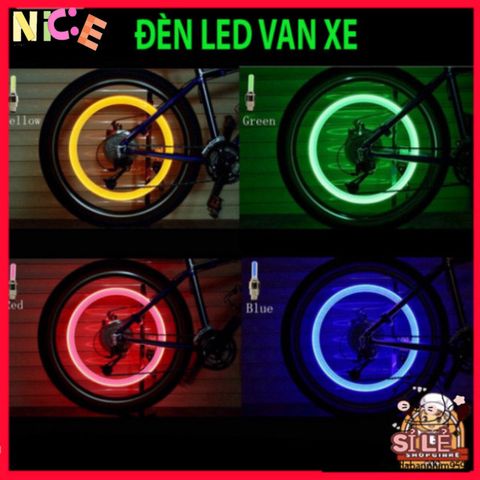 Bộ đôi đèn LED gắn van xe đạp phát sáng 7 màu - Đèn nháy trang trí bánh xe an toàn cho đi đêm