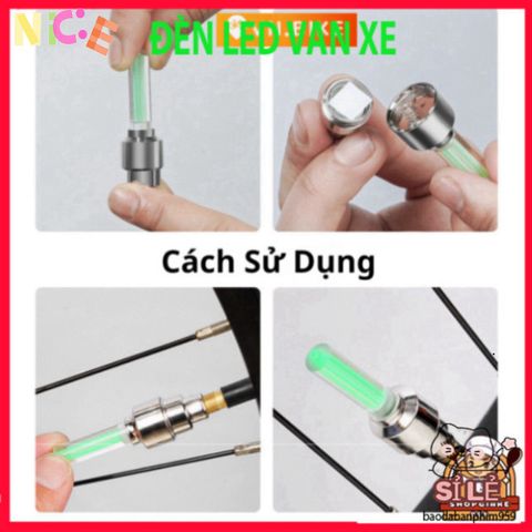 Đèn LED Gắn Van Bánh Xe Đạp - Neon Trang Trí An Toàn cho Xe Đạp, Xe Máy - Tự Động Bật Tắt, Nhiều Màu Sắc Sáng Bừng Phong Cách