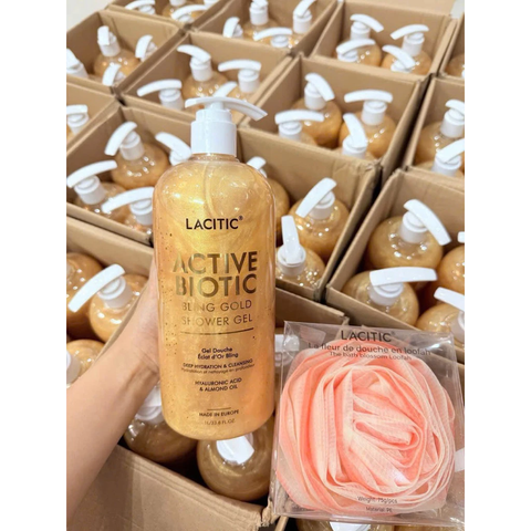 Sữa Tắm Lacitic Active Biotic Vàng 1 Lít Hữu Cơ - Cấp Ẩm, Làm Sạch, Dưỡng Da Mềm Mại, Hương Nhẹ Nhàng, Dành Cho Cả Nam Nữ