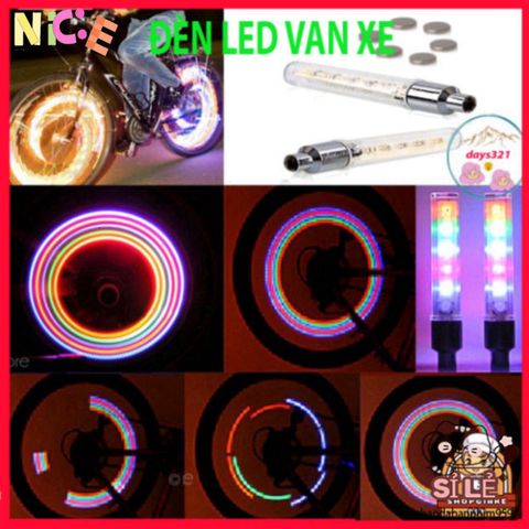 Đèn Van Xe 5 Bóng LED Nháy 7 Màu - Thiết Bị Phát Sáng Tự Động Để Bánh Xe Nổi Bật và An Toàn Khi Lưu Thông