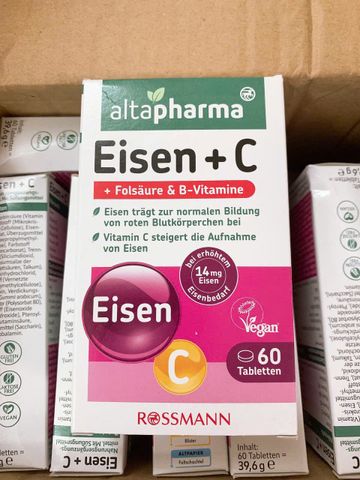 Viên uống bổ sung sắt Altapharma Eisen 60 Viên - Hỗ trợ sức khỏe, bổ máu, vitamin B & C