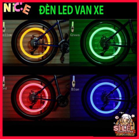 Bộ 2 Đèn LED Gắn Van Bánh Xe Đạp, Xe Máy, Ô Tô - Đèn Chiếu Sáng Màu Sắc Tùy Chọn, Tăng Cường An Toàn Ban Đêm
