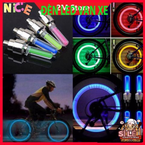 Bộ 2 Đèn LED Gắn Van Bánh Xe Đạp, Xe Máy, Ô Tô - Đèn Chiếu Sáng Màu Sắc Tùy Chọn, Tăng Cường An Toàn Ban Đêm
