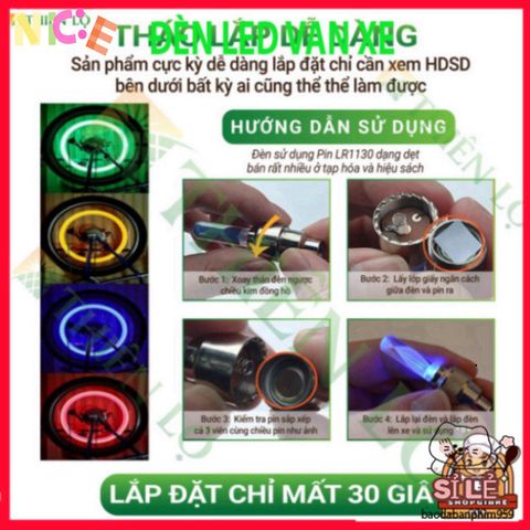Bộ 2 Đèn LED Van Bánh Xe Ô Tô Xe Máy - Chiếu Sáng Thông Minh, Đẹp Mắt, Nhiều Màu Sắc, Tiện Lợi Cho Mọi Chuyến Đi