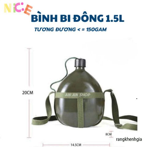 Bình Nước Nhôm Xanh Cổ Điển - Phụ Kiện Dã Ngoại Siêu Nhẹ, Thiết Kế Tiện Lợi, Đựng Nước Lạnh, Leo Núi, Cắm Trại, Phượt