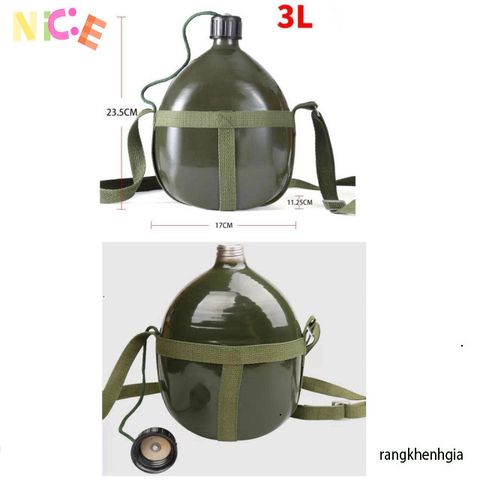 Bình Nhôm 3 Lít Bi Đông Cổ Điển - Bình Nước Du Lịch Nhẹ, Chống Rỉ Sét, An Toàn và Tiện Lợi cho Mọi Hoạt Động Ngoài Trời