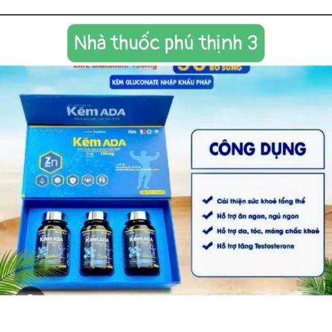 Kẽm ADA 90 Viên - Bổ Sung Kẽm Tăng Cường Đề Kháng, Đẹp Da Tóc - Hỗ Trợ Sinh Lực Nam, Nhập Khẩu Pháp