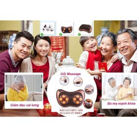 Gối Massage Hồng Ngoại Nhật Bản Kazuko 8 Bi - Thiết Bị Massage Toàn Thân Nhiệt, Giảm Đau Cổ Vai Gáy, Di Động, Thoải Mái