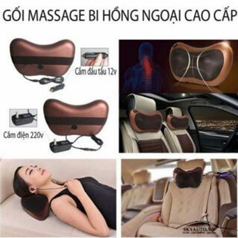 Gối Massage Hồng Ngoại 8 Bi 3D - Gối Trị Liệu Đa Năng Cho Cổ, Lưng, Eo, Hỗ Trợ Giảm Đau Thần Kinh Tọa, Thư Giãn Tại Nhà và Ô Tô