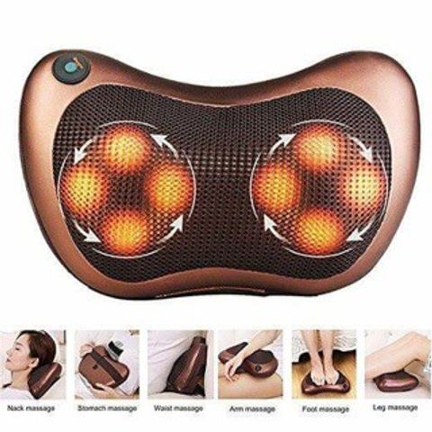 Gối Massage Hồng Ngoại Cao Cấp 8 Bi - Chức Năng Sưởi Nóng, Giảm Đau Cơ, Thoải Mái Khi Lái Xe, Thư Giãn Toàn Thân