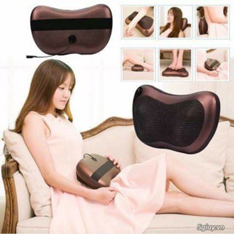 Gối Massage Hồng Ngoại Cao Cấp 8 Bi - Chức Năng Sưởi Nóng, Giảm Đau Cơ, Thoải Mái Khi Lái Xe, Thư Giãn Toàn Thân