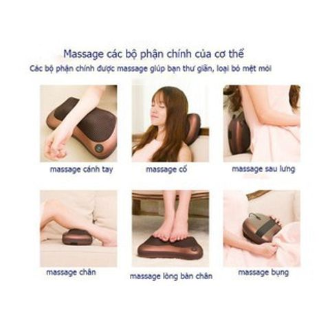 Gối Massage Hồng Ngoại Akita Nhật Bản - Giảm Đau Và Thư Giãn Với 6 Bi Massage, Thiết Kế Compact, Dùng Được Cho Cổ, Vai, Lưng