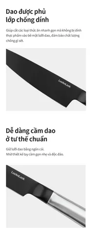 Dao Thái 33cm LocknLock CKK923 - Dao Bếp Chống Dính Liền Khối Thép Không Gỉ - Hàng Chính Hãng 8 Inch Chất Lượng Cao