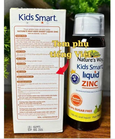 Nature's Way Kids Smart Liquid Zinc 100ml - Bổ sung kẽm dạng nước cho bé, tăng cường sức đề kháng và hỗ trợ tiêu hóa - Hàng Úc