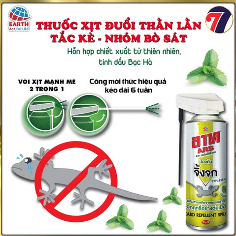 Bình Xịt Đuổi Thằn Lằn ARS 300ml - Diệt Thạch Sùng, Tắc Kè, Rắn Hiệu Quả - Sản Phẩm Thái Lan Hàng Đầu