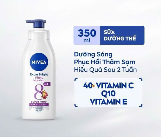 Sữa Dưỡng Thể Trắng Da Nivea Ban Đêm 350ML - Cấp Ẩm, Dưỡng Trắng Instant White, Chỉ Số Chống Nắng SPF30 PA++
