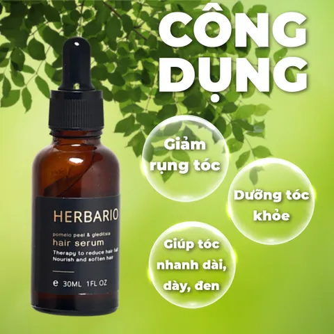 Serum Mọc Tóc Vỏ Bưởi & Bồ Kết Herbario 30ml x 2 - Kích Thích Mọc Tóc, Giảm Rụng, Dưỡng Ẩm, Tóc Dày Khỏe Mạnh