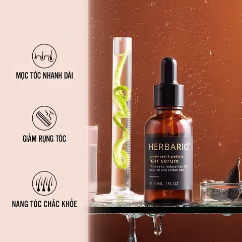 Serum Mọc Tóc Vỏ Bưởi & Bồ Kết Herbario 30ml x 2 - Kích Thích Mọc Tóc, Giảm Rụng, Dưỡng Ẩm, Tóc Dày Khỏe Mạnh