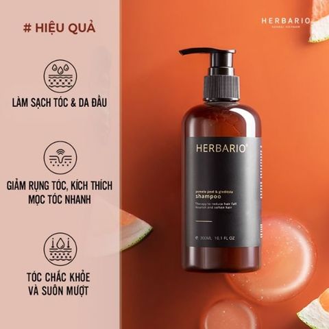 Dầu Gội Bưởi & Bồ Kết Herbario 300ml - Giảm Rụng Tóc, Làm Sạch Dịu Nhẹ, Nuôi Dưỡng Tóc Khỏe Mạnh