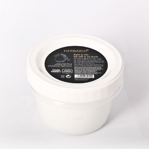 Kem ủ tóc bồ kết & vỏ bưởi Herbario 200ml - Dưỡng ẩm & nuôi dưỡng tóc mềm mại, óng ả tự nhiên, thuần chay.