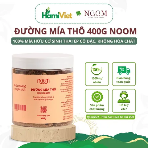 Đường Mía Thô 400g Noom - Nguyên Chất Rich Vitamin và Khoáng Chất, Dạng Vụn Giữ 100% Mật Nguyên Vẹn, Hữu Cơ Việt Nam