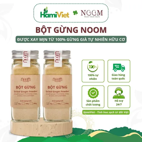 Bột Gừng Noom 100% Tây Giang - Gia Vị Thảo Dược Cay Đằm, Thơm Nồng Ấm, Hũ 45g/100g, Sử Dụng Đa Năng Trong Nấu Ăn & Thức Uống