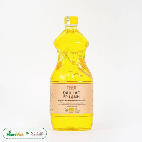 Dầu lạc ép lạnh Noom 500ML / 1.9L - 100% từ lạc hữu cơ, không tinh luyện, dầu nguyên chất, dùng chiên xào an toàn, chọn lựa cho sức khỏe