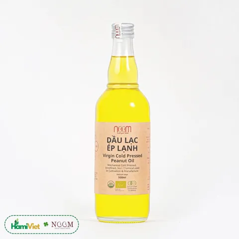 Dầu lạc ép lạnh Noom 500ML / 1.9L - 100% từ lạc hữu cơ, không tinh luyện, dầu nguyên chất, dùng chiên xào an toàn, chọn lựa cho sức khỏe