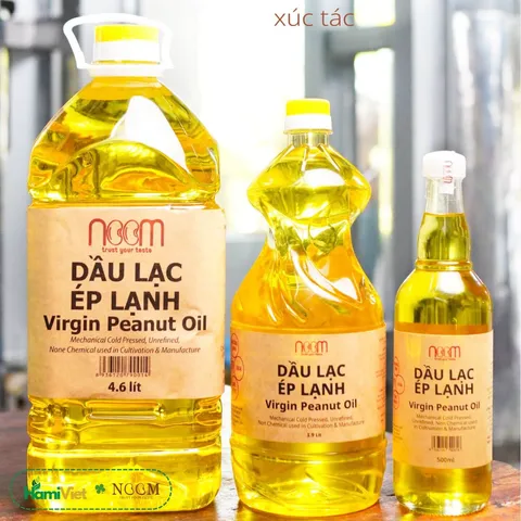Dầu lạc ép lạnh Noom 500ML / 1.9L - 100% từ lạc hữu cơ, không tinh luyện, dầu nguyên chất, dùng chiên xào an toàn, chọn lựa cho sức khỏe