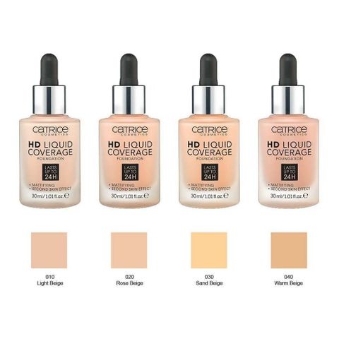 Kem Nền Catrice Hd Liquid Coverage 30ml - Màu 010, Che Phủ Tốt, Lớp Nền Tự Nhiên, Chống Nước, Dành Cho Mọi Loại Da
