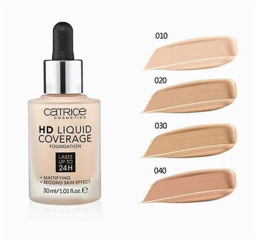 Kem Nền Catrice Hd Liquid Coverage 30ml - Màu 010, Che Phủ Tốt, Lớp Nền Tự Nhiên, Chống Nước, Dành Cho Mọi Loại Da