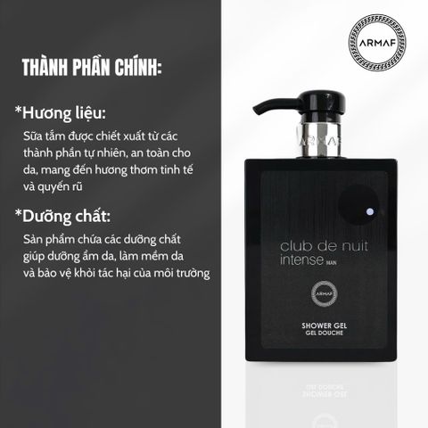 Sữa Tắm Hương Nước Hoa Nam Armaf Club De Nuit Intense Man 360ml - Sản Phẩm Dưỡng Da Cao Cấp, Hương Thơm Nam Tính, Chính Hãng
