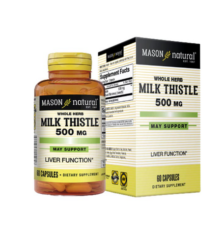Viên Uống Hỗ Trợ Gan Mason Natural Milk Thistle 500mg - Giải Độc Gan Hiệu Quả, Lọ 60 Viên, Hàng Mỹ Chính Hãng
