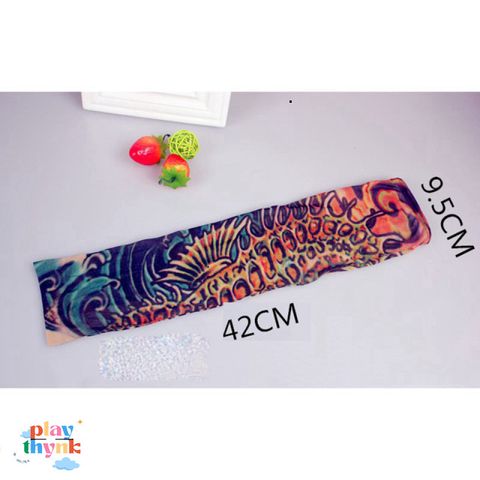Găng Tay Hình Xăm 3D Tatoo - Bộ Đôi Phong Cách Cá Tính, Chống Nắng, Chất Liệu Co Giãn Cho Nam Nữ