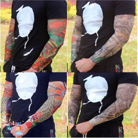 Găng Tay Hình Xăm 3D Tatoo - Bộ Đôi Phong Cách Cá Tính, Chống Nắng, Chất Liệu Co Giãn Cho Nam Nữ