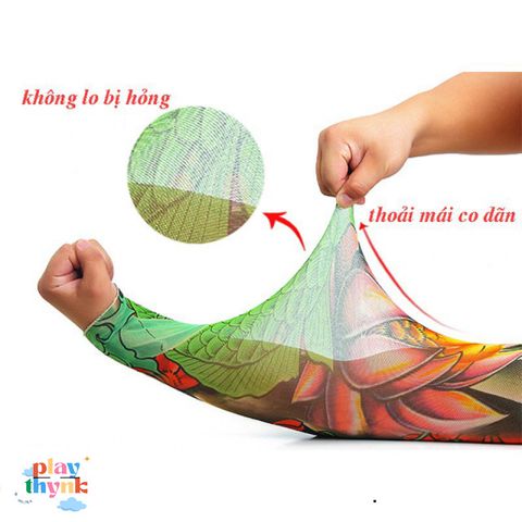 Găng Tay Hình Xăm 3D Tatoo - Bộ Đôi Phong Cách Cá Tính, Chống Nắng, Chất Liệu Co Giãn Cho Nam Nữ
