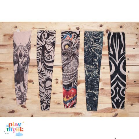 Găng Tay Hình Xăm 3D Tatoo - Bộ Đôi Phong Cách Cá Tính, Chống Nắng, Chất Liệu Co Giãn Cho Nam Nữ