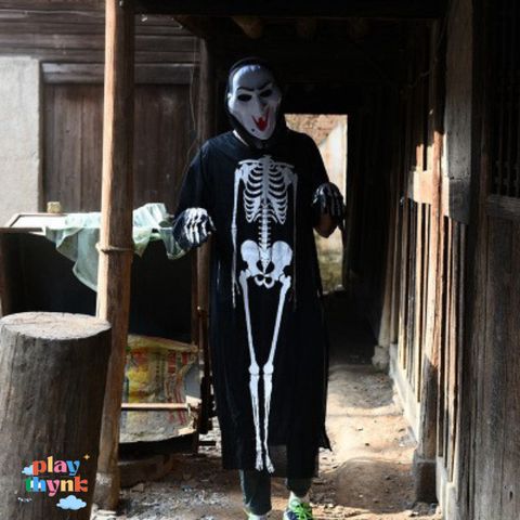 Bộ hóa trang Halloween - Áo choàng và mặt nạ ma xương cho nam nữ JKZ21 - Set hoàn hảo cho tiệc hóa trang