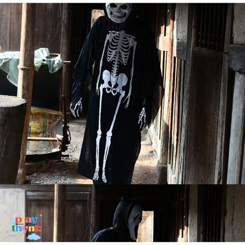 Bộ hóa trang Halloween - Áo choàng và mặt nạ ma xương cho nam nữ JKZ21 - Set hoàn hảo cho tiệc hóa trang