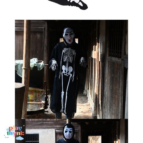 Bộ hóa trang Halloween - Áo choàng và mặt nạ ma xương cho nam nữ JKZ21 - Set hoàn hảo cho tiệc hóa trang