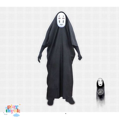 Bộ Hóa Trang Áo Choàng Đen Bí Ẩn Kèm Mặt Nạ Vô Diện VBJ80 - Trang Phục Halloween Cho Trẻ Em & Người Lớn