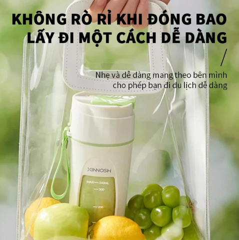 Máy Xay Sinh Tố Cầm Tay Mini - Dung Tích 340ml, Pin 3000mAh, Di Động Nhỏ Gọn Cho Chuyến Du Lịch, Công Suất 55W
