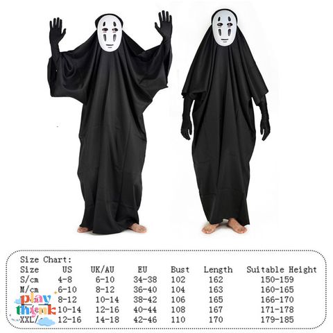 Bộ Trang Phục Cosplay Ma Vô Diện Spirited Away - Mặt Nạ và Găng Tay Độc Đáo cho Fan Anime